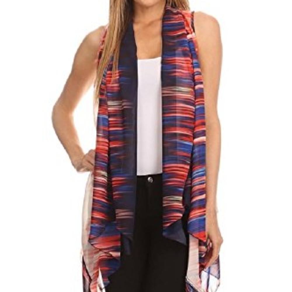 Lightweight Sleeveless Draped Open Front Cardigan